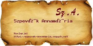 Szpevák Annamária névjegykártya